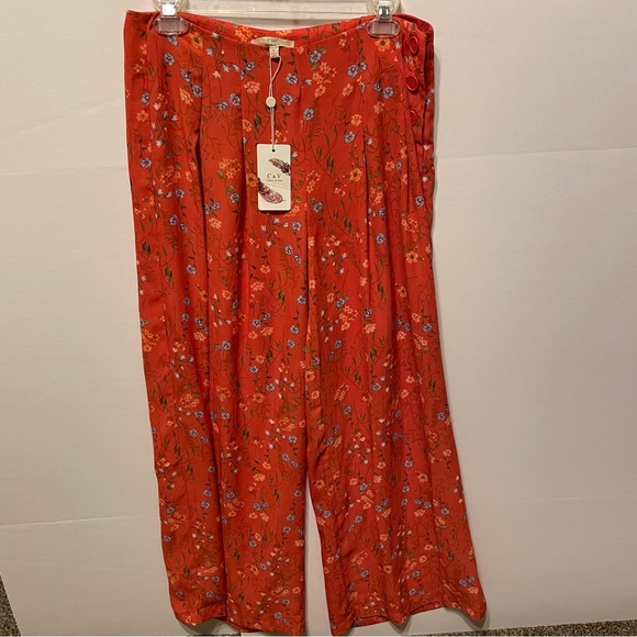 NWT C & V (Chelsea & Violet) Women’s High Rise Floral Wide Leg Pants Sz L - Picture 2 of 9